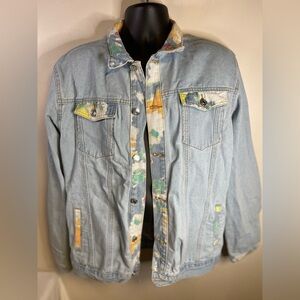 Shein Classic Blue Jean Jacket Unisex Size XXL W/ Colored Collar